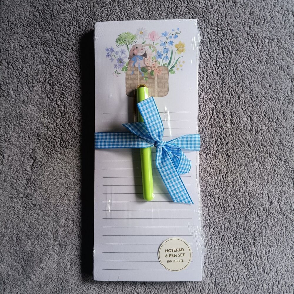 Heatherlee Chan Easter Bunny Magnetic Notepad & Pen Set 100 Sheets Gift New